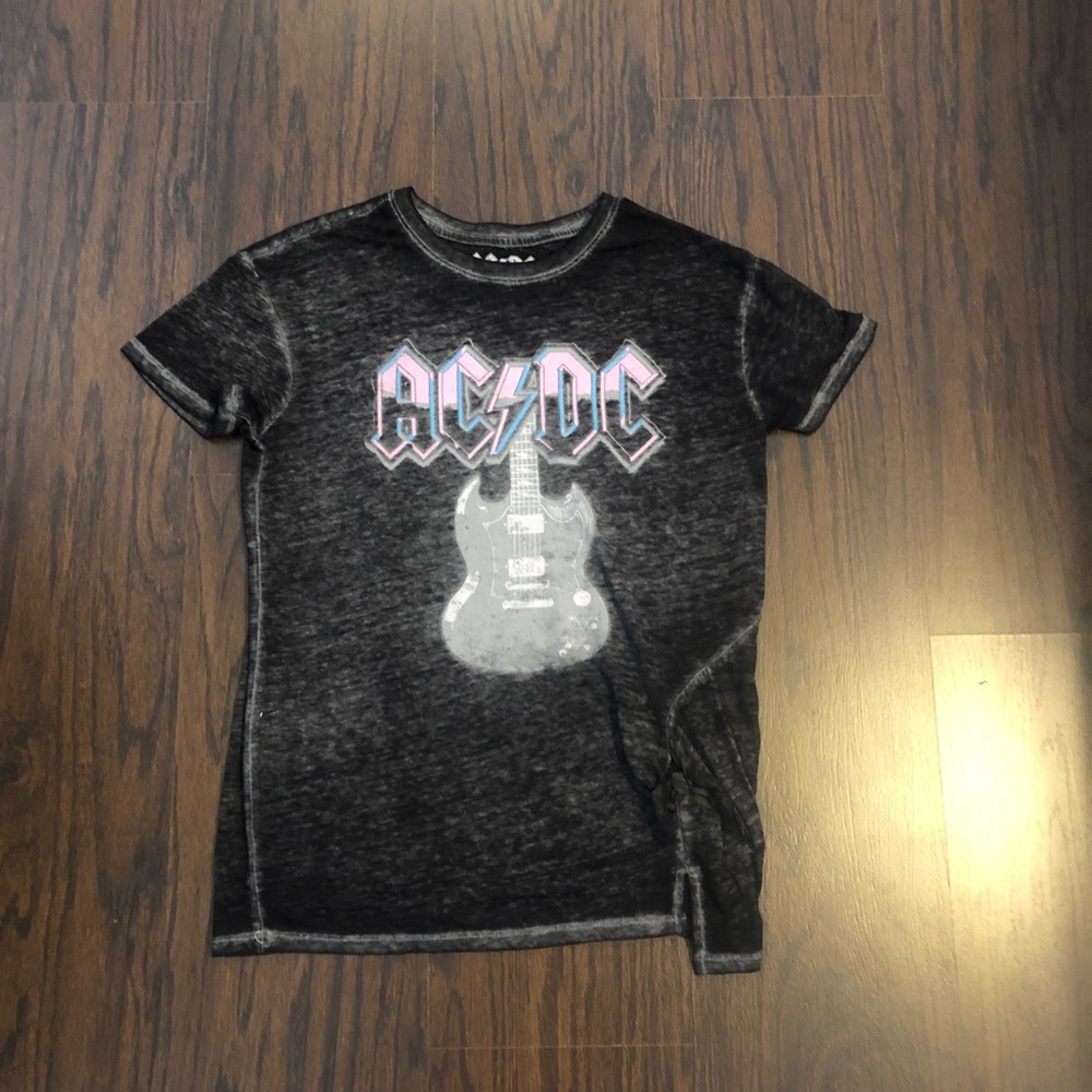 AC DC juniors T-shirt size large side tie sheer